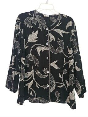 Vintage Clio Button Up Blouse w/ Mother of Pearl Buttons Women M
